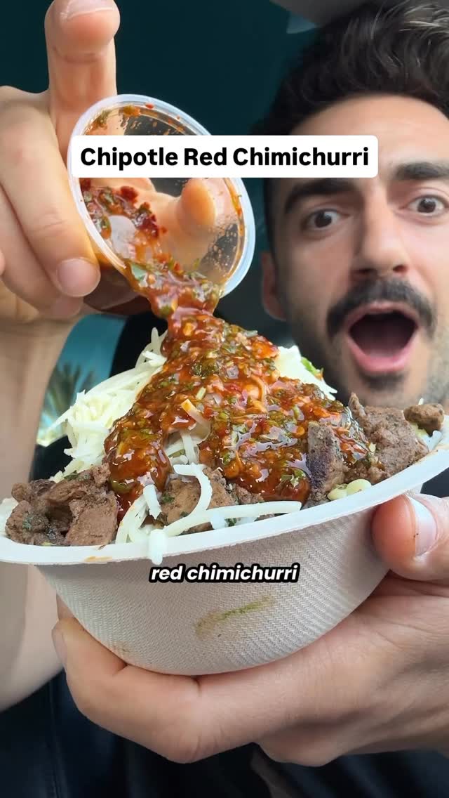 Instagram post by @foodbeast for Chipotle. Caption reads: The new Red Chimichurri might be my favorite....