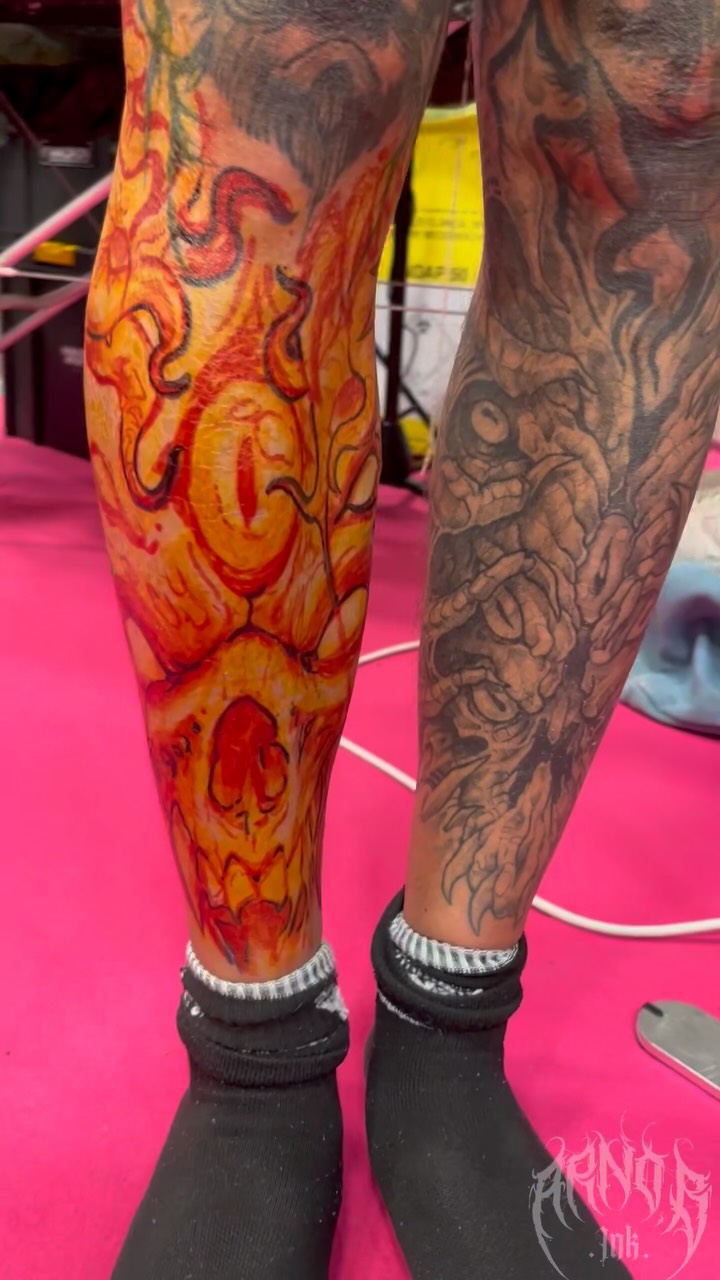 Instagram post by @arno_b_ink for EZ Tattoo Supply. Caption reads: De retour de la magnifique convention de Deauville....