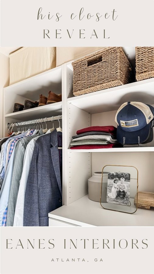 Instagram post by @eanesinteriors for Modular Closets. Caption reads: [...] it’s clean and organized, thanks to....