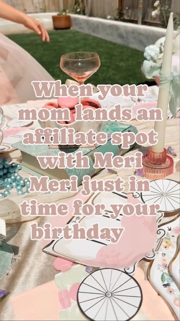 Instagram post by @bloominflatables for Meri Meri. Caption reads: [...] #balloonbouquet #balloondecor #merimeri #ad....