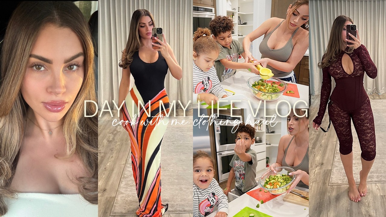 YouTube post by @NazaninKavari for Thematic. Caption reads: Day In My Life as a 27 Year Old Mommy of 3 ♡ Cook....
