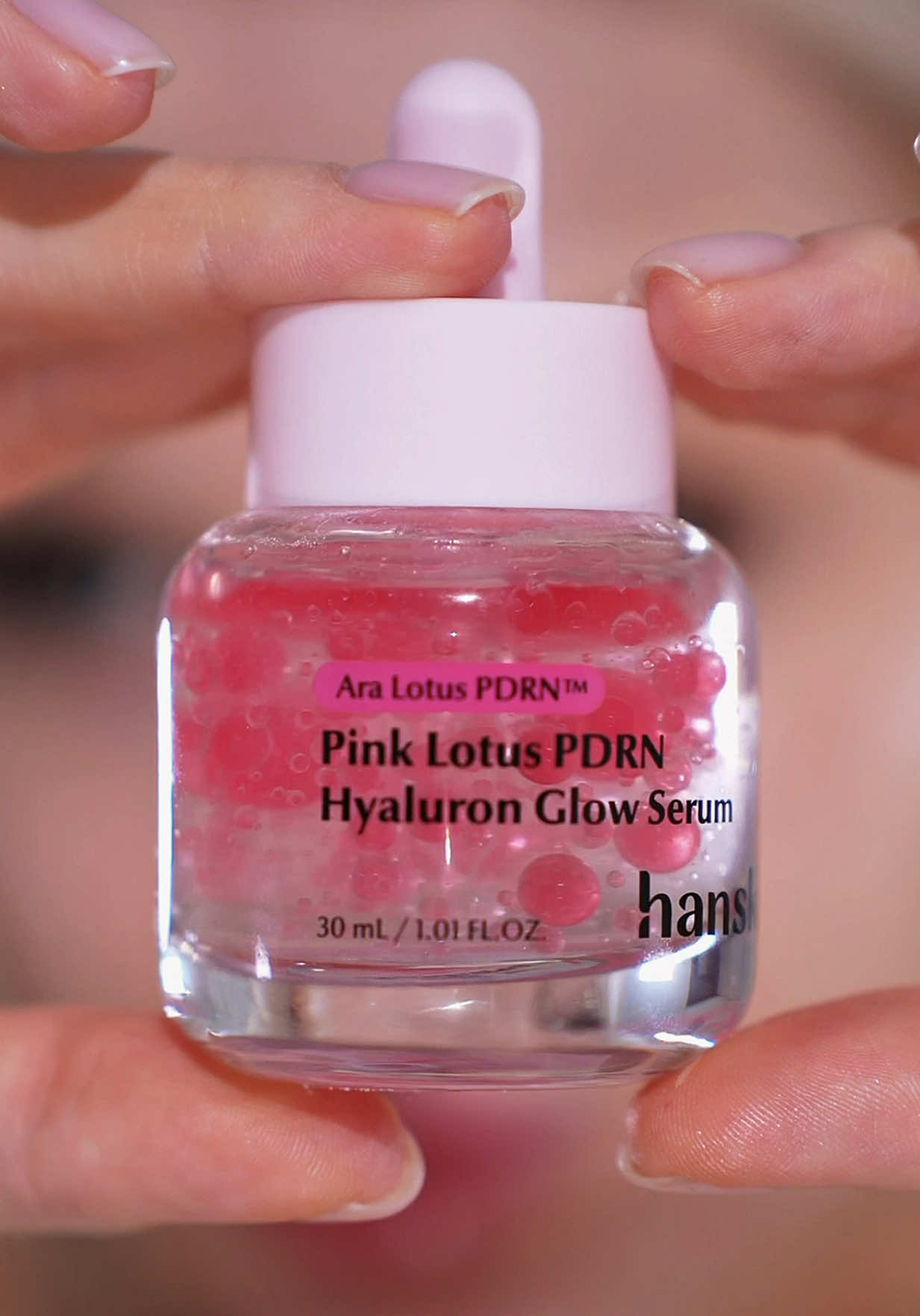 TikTok post by @annpankova for Hanskin Skincare. Caption reads: POV: your skin just discovered PDRN 💖 Amazon....