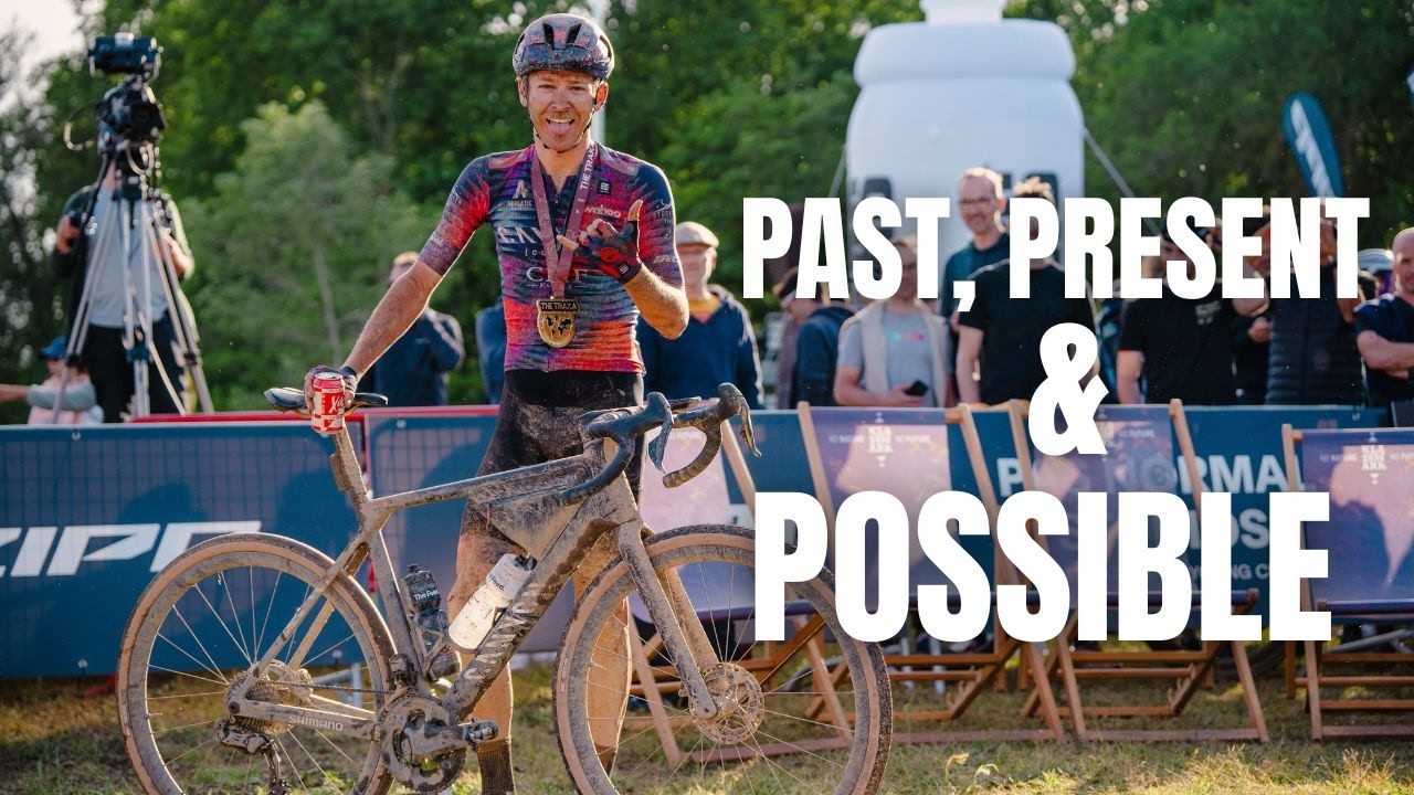 YouTube post by @TheRidewithBenDelaney for Casa Comoda Villa. Caption reads: The future of gravel racing: Pete Stetina’s....