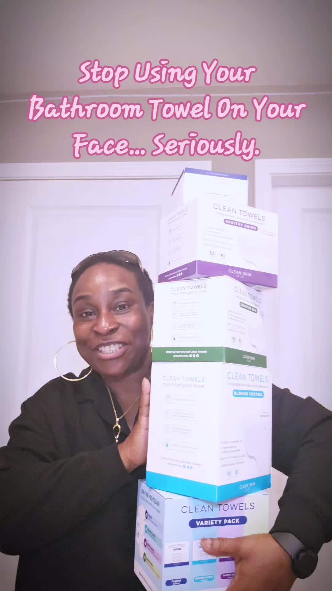 TikTok post by @lubeerocks for cleanskinclub. Caption reads: Your face deserves better than your bathroom....