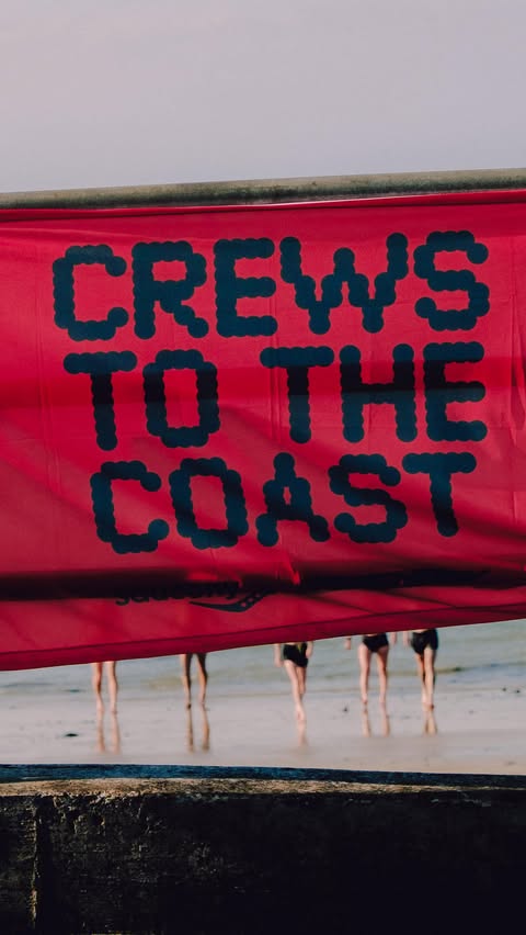 Instagram post by @yourfriendlyrunners for Saucony. Caption reads: Crews to the Coast 2025, The Film. In partnership....