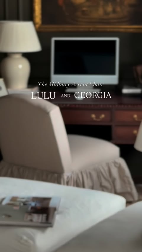 Instagram post by @samanthajo.interiors for Lulu and Georgia. Caption reads: [...] the room. 🤍 The midbury chair from....