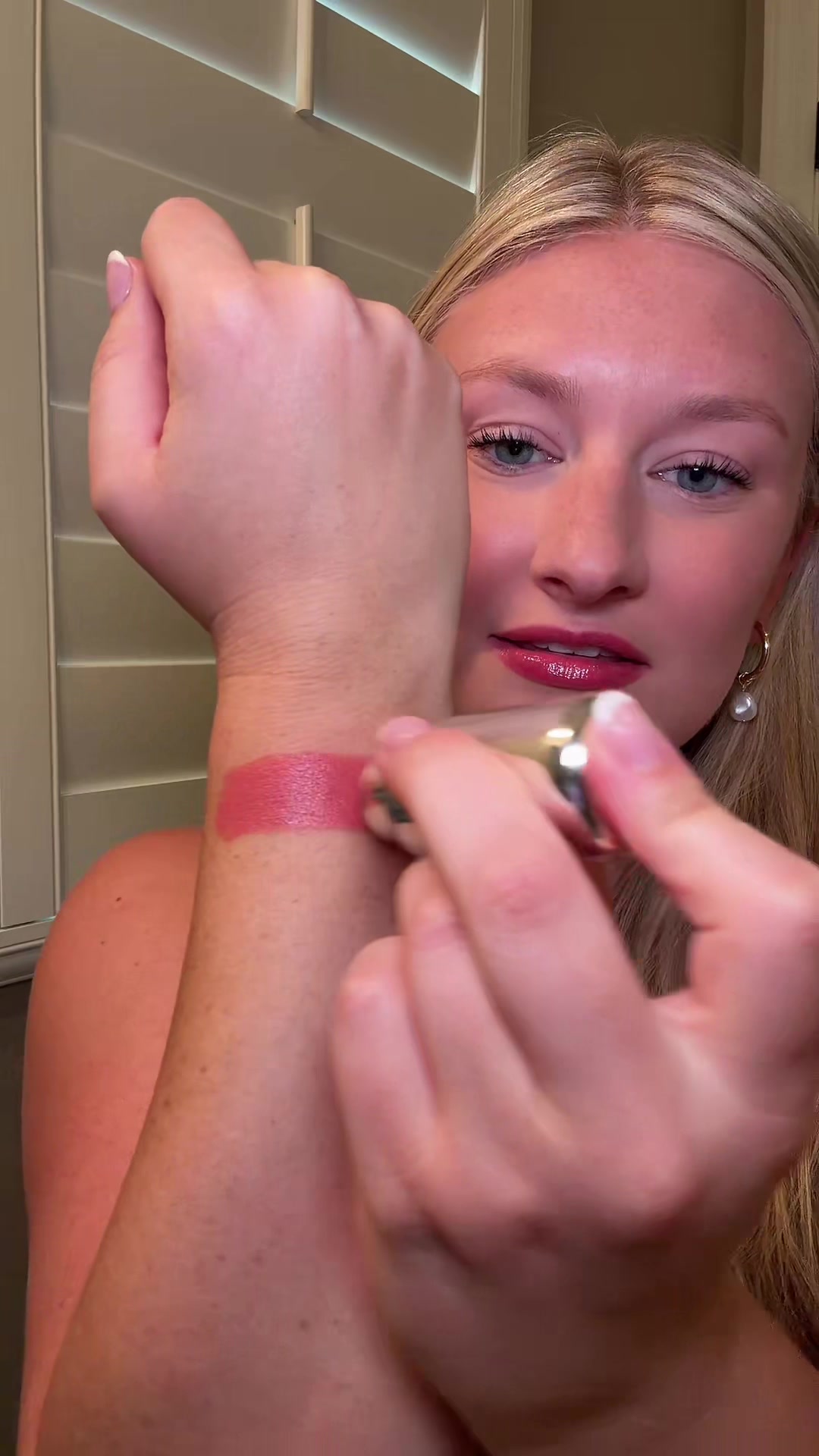 TikTok post by @asmrkatiee for Glam Story. Caption reads: [...] love a pretty blush! I’m obsessed with....