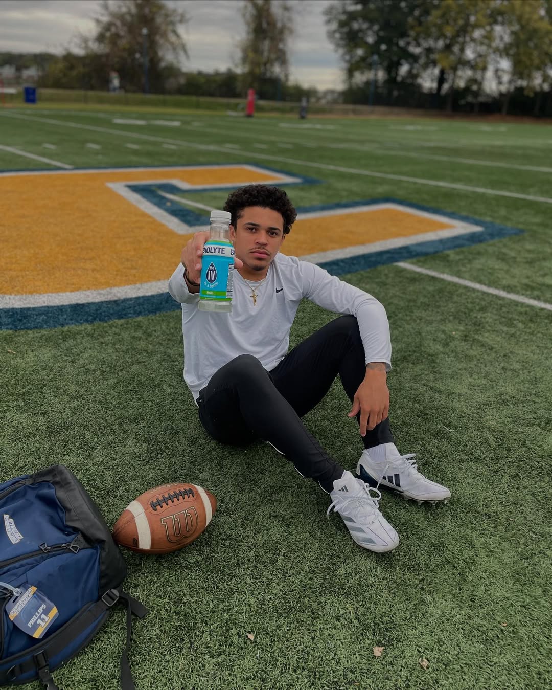 Instagram post by @samphillips_2 for 98Strong. Caption reads: BIOLYTE had my back this FB season! My go-to....