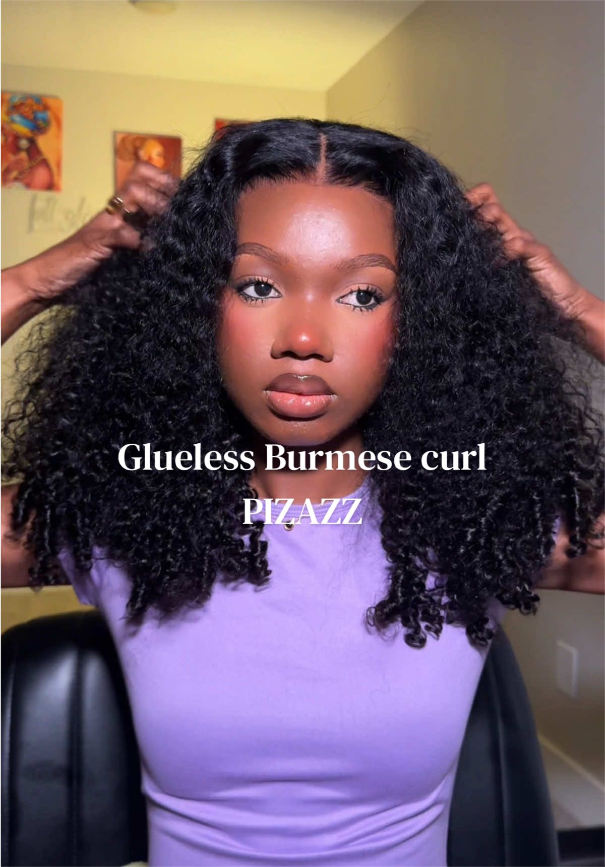 TikTok post by @mercirella1 for Pizazz Hair. Caption reads: Burmese curl from @Pizazz Hair Shop am shocked,the....