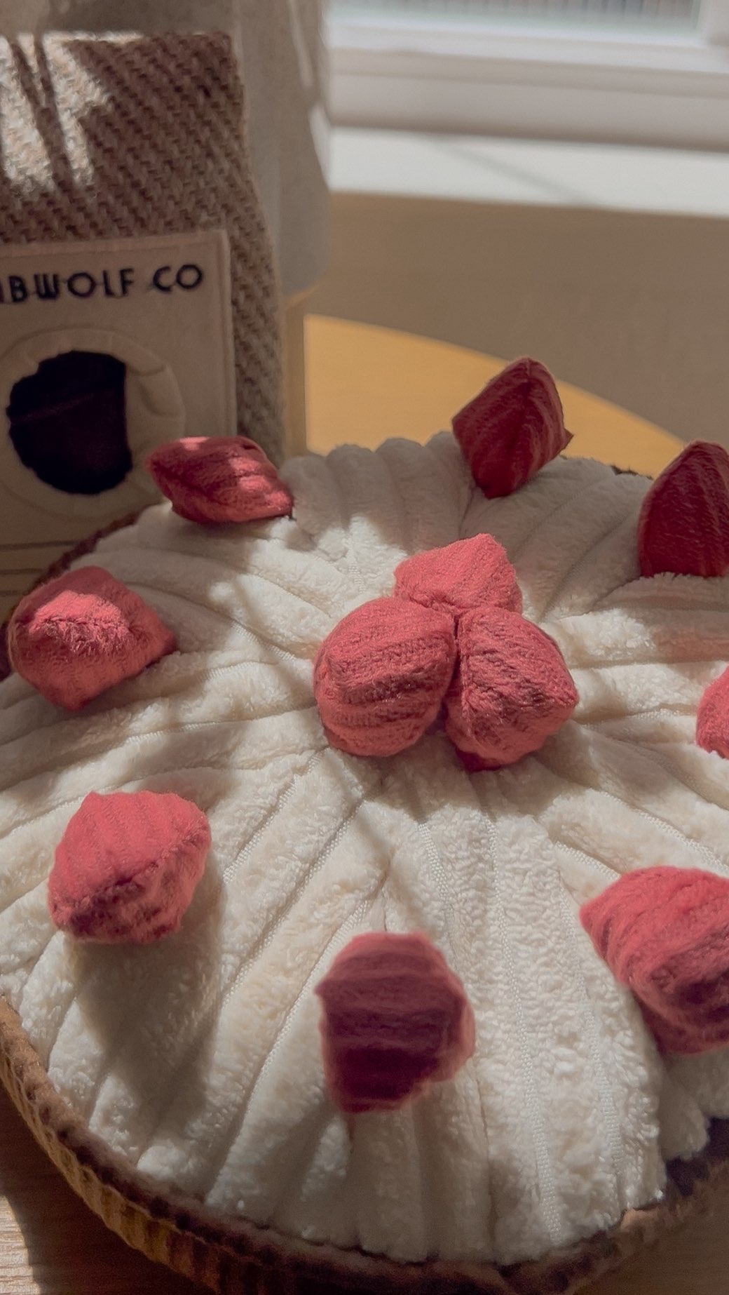 Instagram post by @dooditsmochi for Lambwolf. Caption reads: [...] pastries he could ask for 🥐☕🐾....