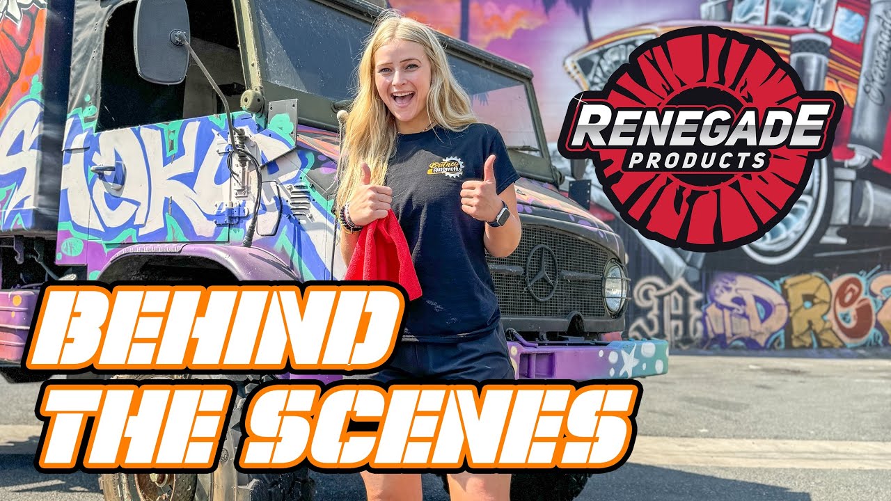 YouTube post by @britneyautomotive for Nitrous Outlet. Caption reads: RENEGADE SHOP TOUR.