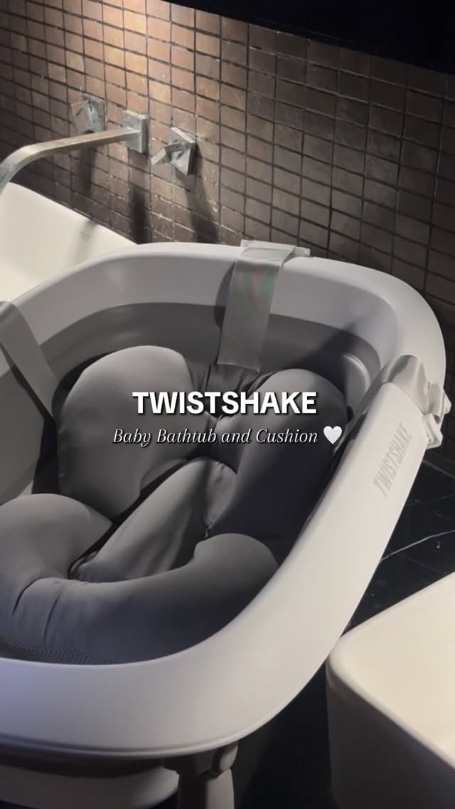 Instagram post by @kristine.sablan for Twistshake. Caption reads: Bath time has never been this calm 🥹🩵
Safe,....