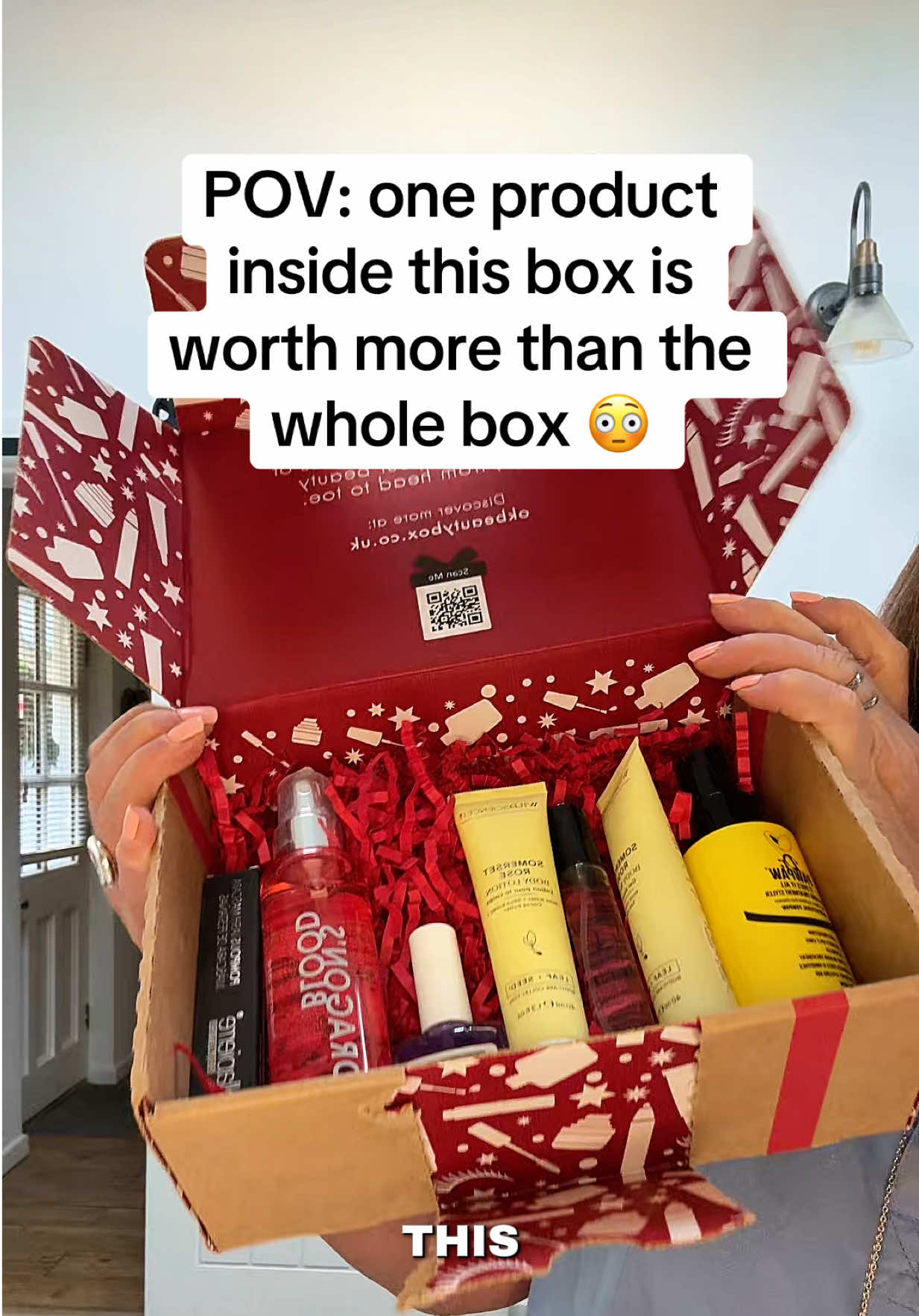 TikTok post by @clareepls for OK! Beauty Box. Caption reads: RUN to the @OK! Beauty Box May Deal Drops because....