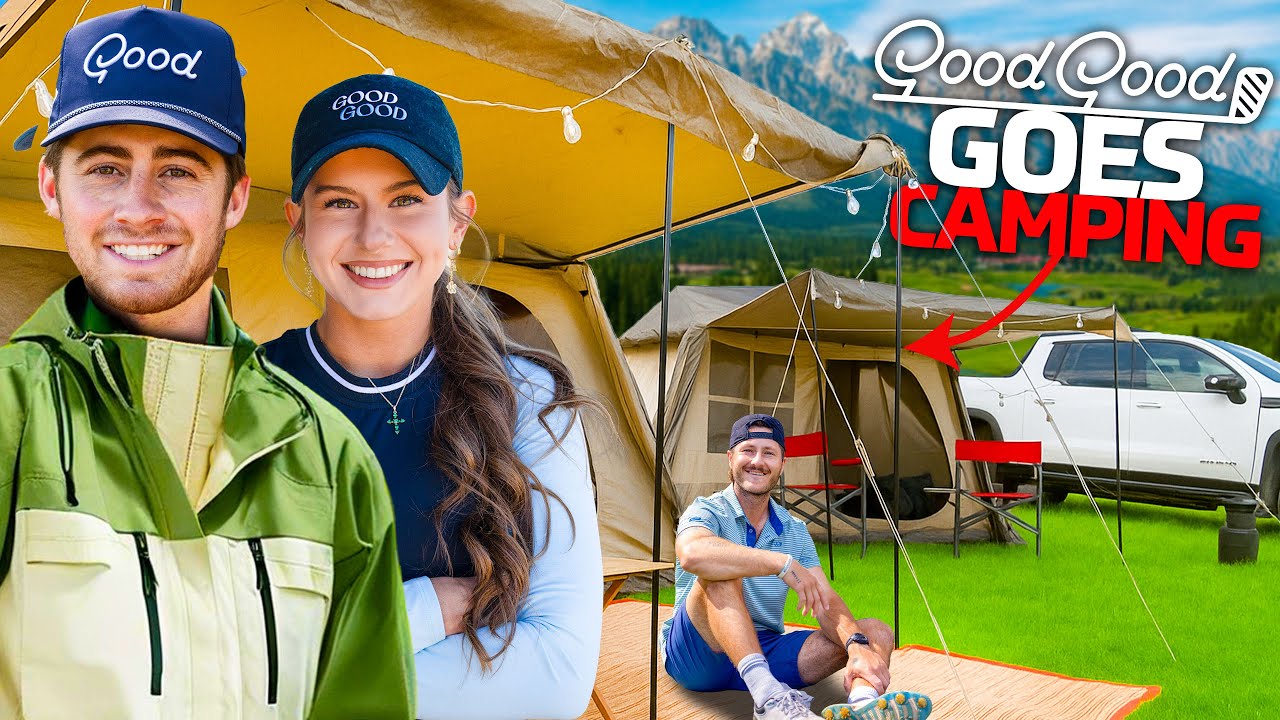 YouTube post by @goodgoodextra for Good Good Golf. Caption reads: Good Good Goes Camping.