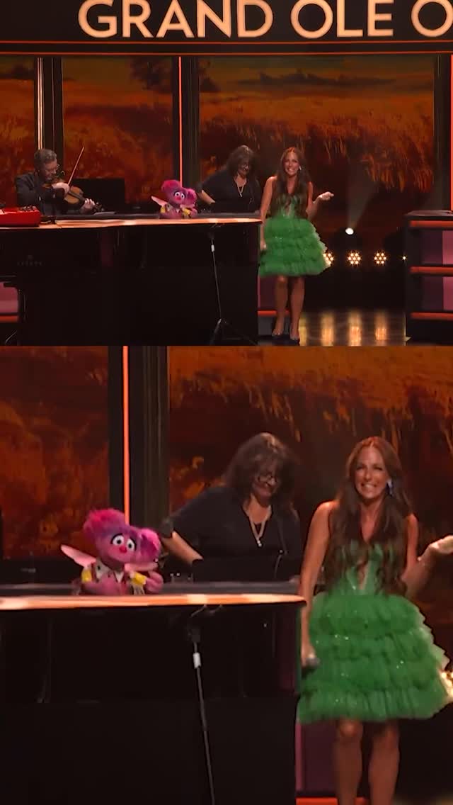 Instagram post by @taylalynnfinger for Sesame Street. Caption reads: For Miss Loretta 💕 

#Opry100 #SesameRoadTrip.