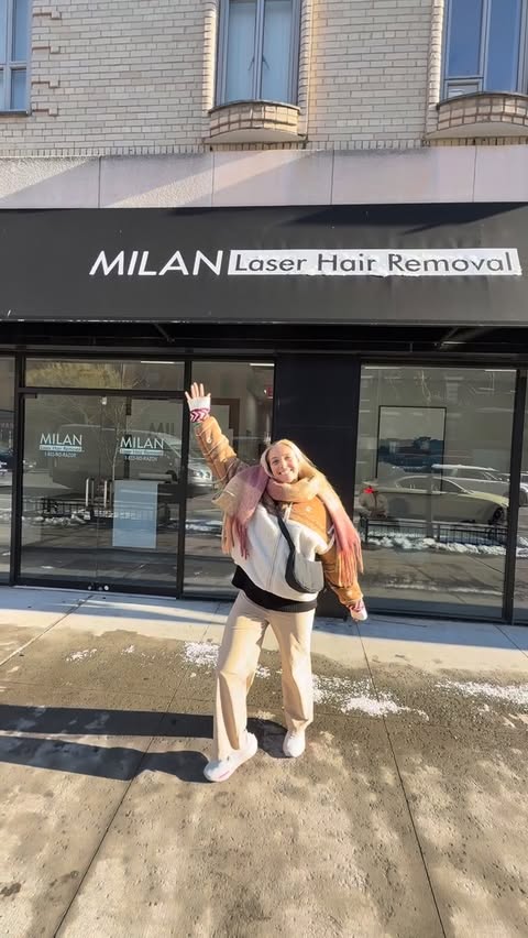 Instagram post by @harrishikers for Milan Laser Hair Removal. Caption reads: I’m excited to start my laser hair removal journey....