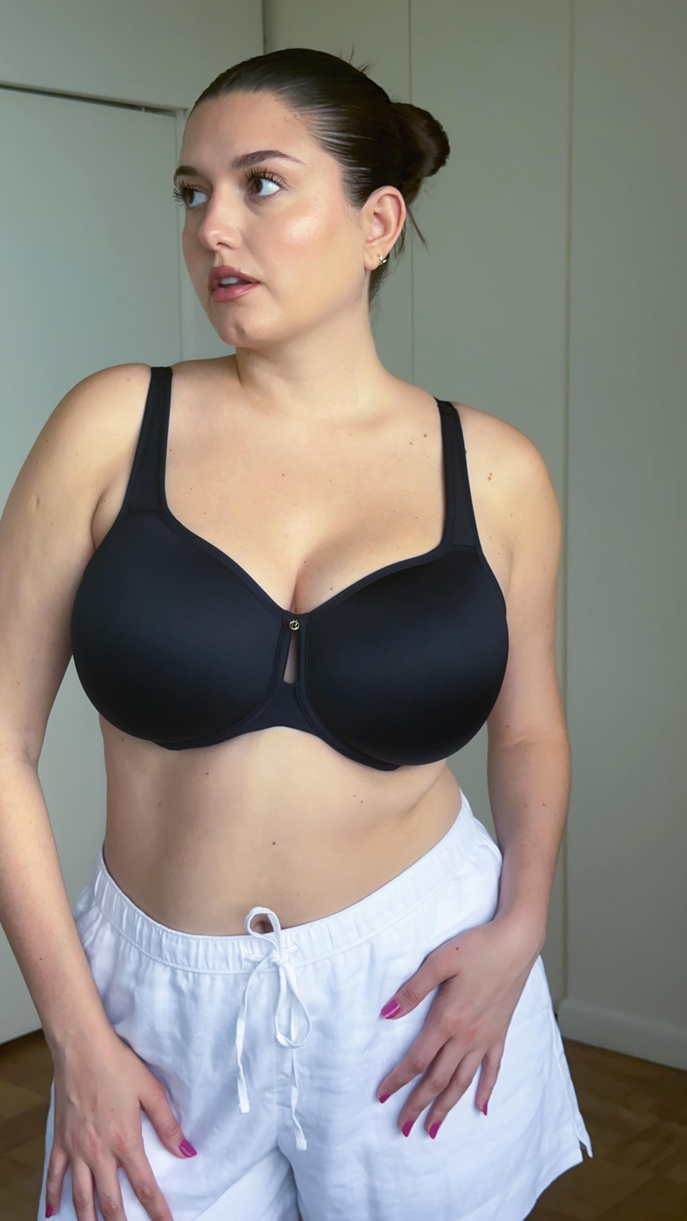 Instagram post by @lucianavirasoro for Bare Necessities. Caption reads: The best bra I’ve found for hot weather + comfort....