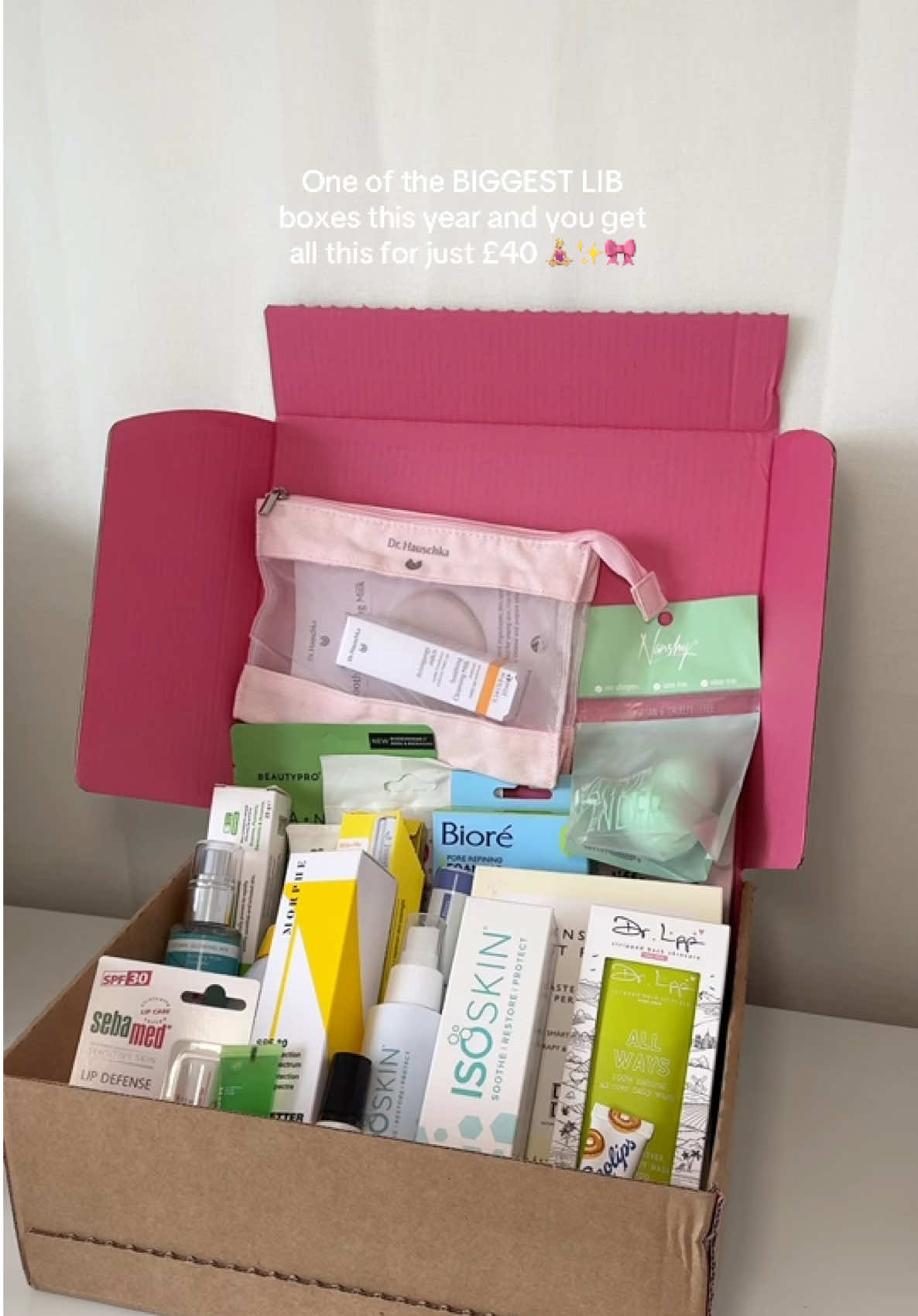 TikTok post by @chelshome for Latest in Beauty. Caption reads: Brand new Teen box from @Latest in Beauty 🎀 One....
