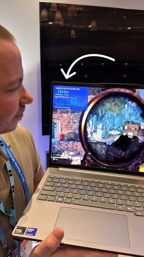 Instagram post by @developeradam for Intel. Caption reads: Ad | The new Intel Core Ultra Series 3 is very....