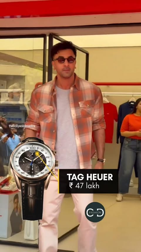 Instagram post by @celebrity_fashion_decode for TAG Heuer. Caption reads: [...] wearing an expensive timepiece by TAG Heuer....