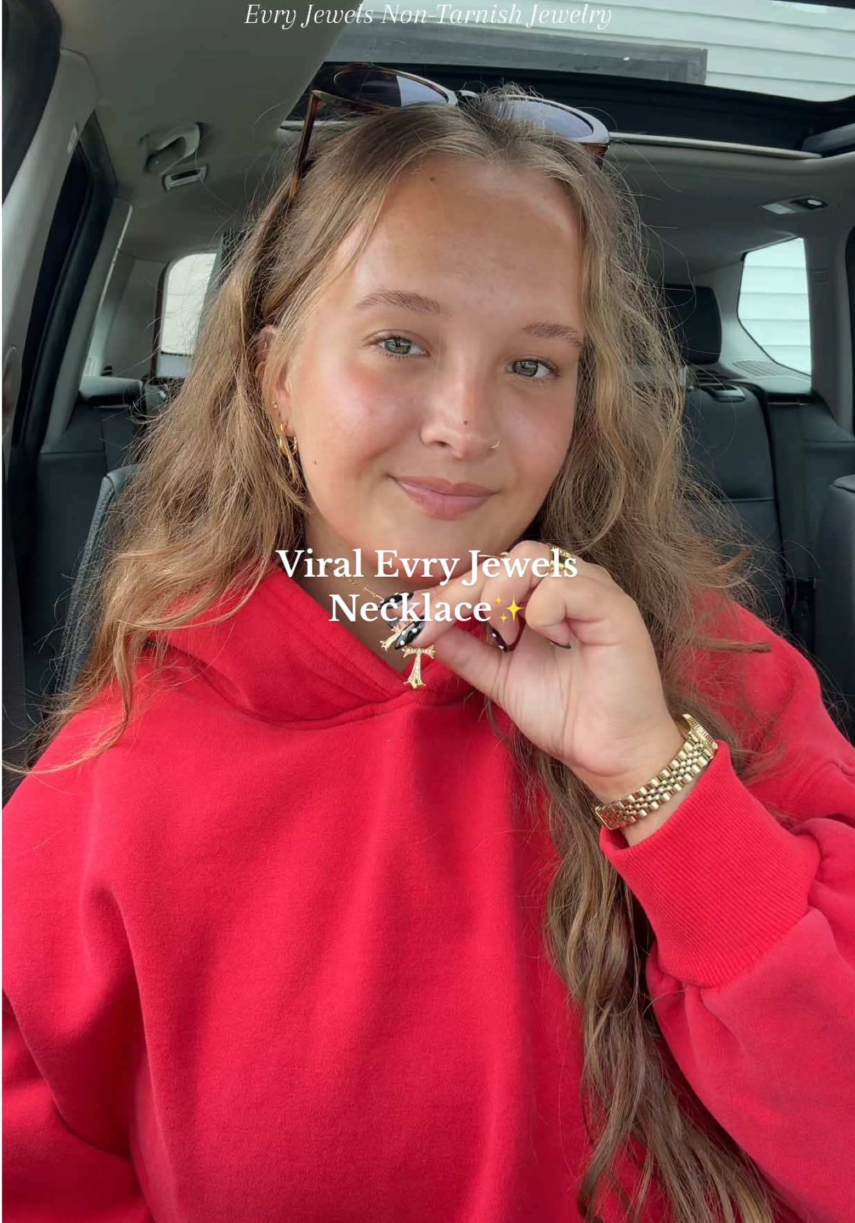 TikTok post by @jes.srose for EVRY JEWELS. Caption reads: @EVRY JEWELS has the cutest, most trendy....