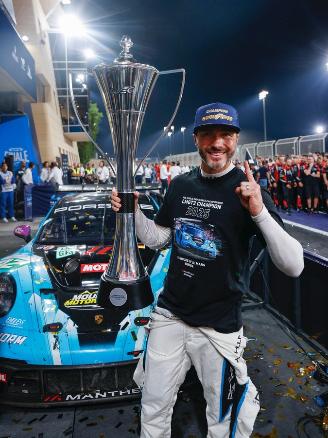 Instagram post by @ryanhardwck for 1st Phorm. Caption reads: We have been crowned FIA LMGT3 World Endurance....