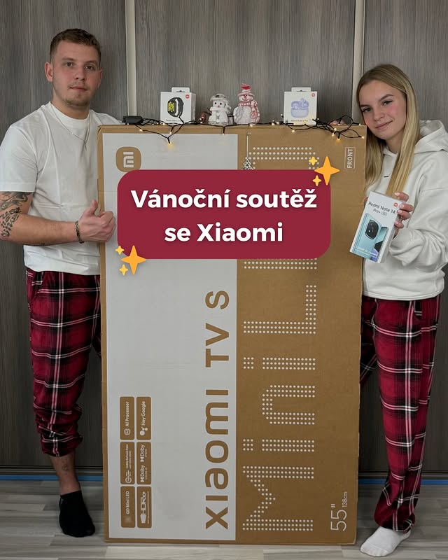 Instagram post by @nellyapeta for Xiaomi Czech. Caption reads: SOUTĚŽ! 🤩  Hi peoples! 

Spojili jsme se se....