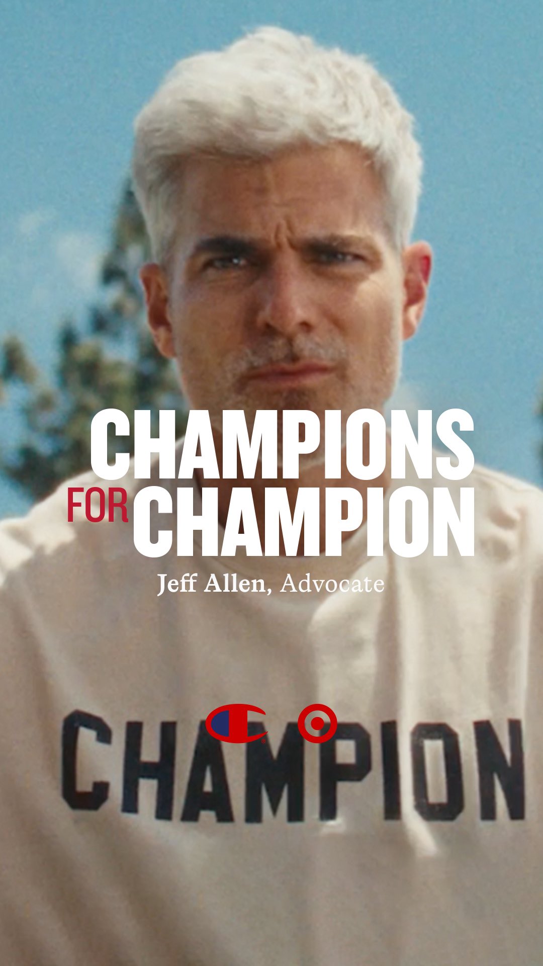 Instagram post by @legacy.831 for Champion. Caption reads: Champions for Champion / Jeff Allen (@legacy.831),....