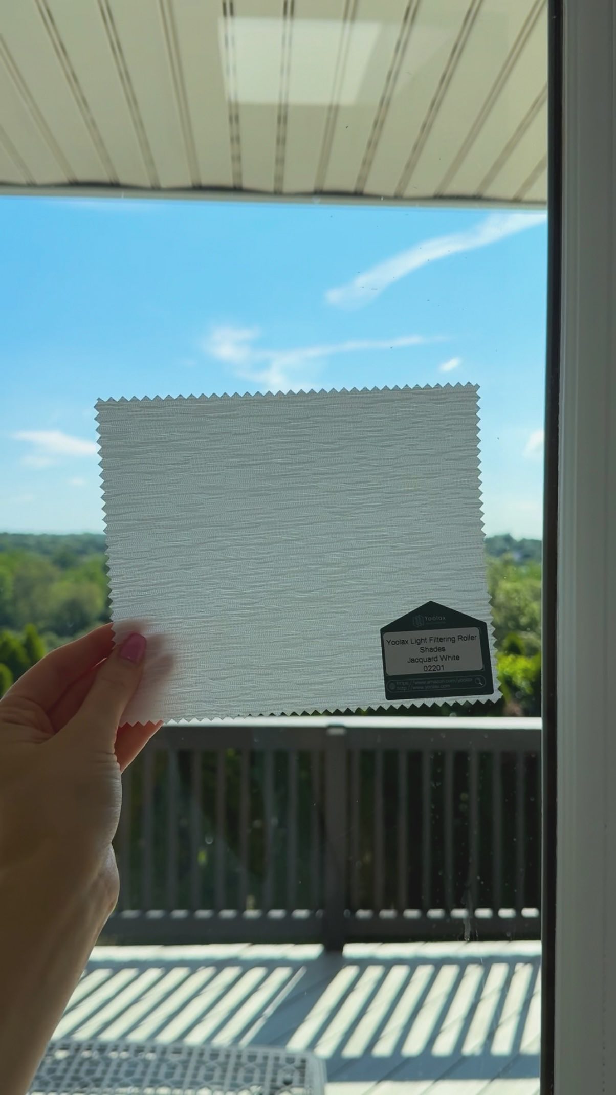 Instagram post by @alexapersico for Yoolax Smart Blinds. Caption reads: [...] touches on my basement with....