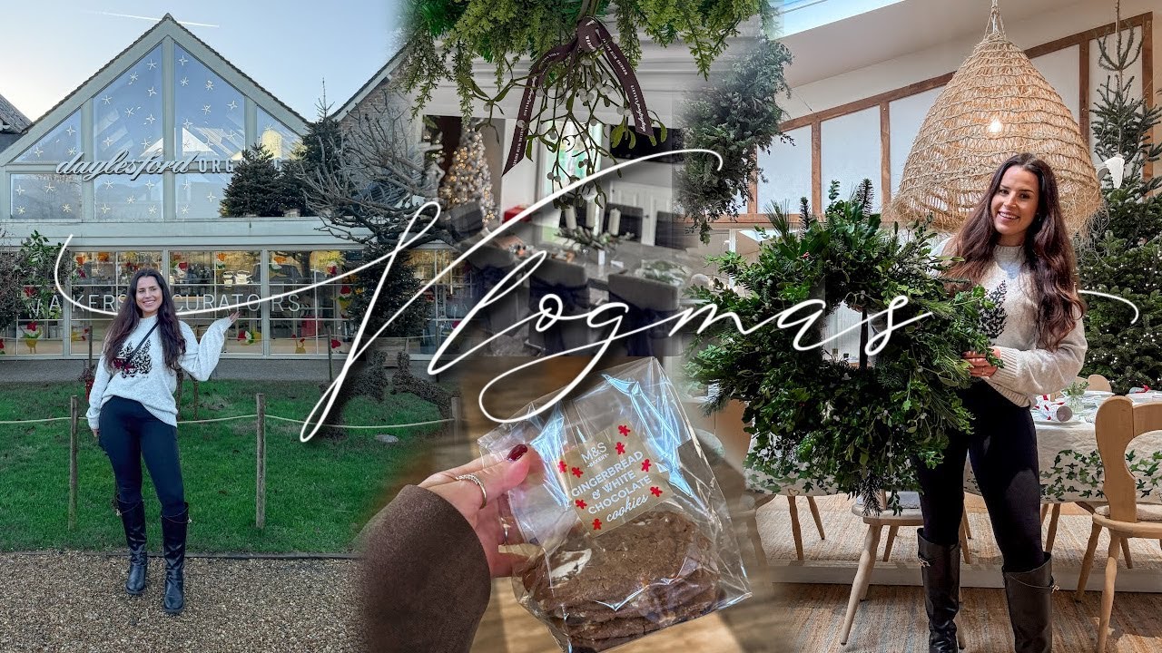 YouTube post by @AimeeMichelle for Shapermint. Caption reads: My EARLY Christmas Present, Daylesford Wreath....