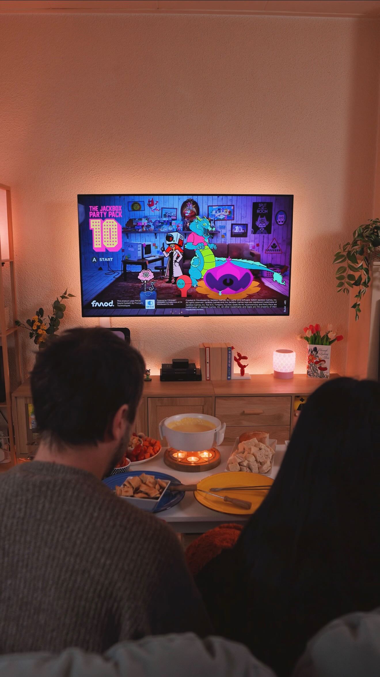 Instagram post by @xixi_playing for Jackbox Games. Caption reads: cozy vibes + party games with @playjackboxgames....