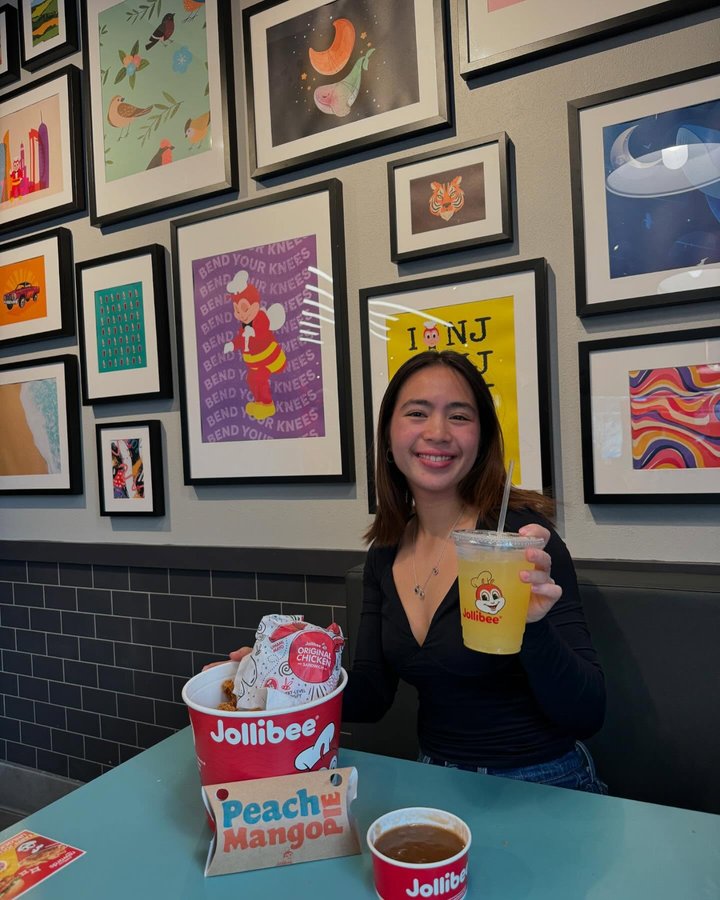 Instagram post by @jamorgelly for Intern Queen. Caption reads: [...] #JollibeeNewark #JollibeeUS @InternQueen.
