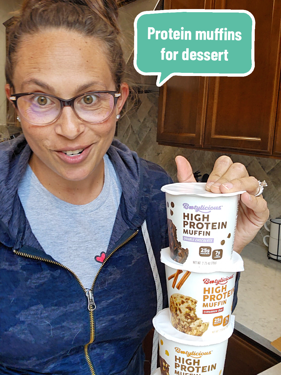 TikTok post by @themichellemartinson for Bootylicious Muffins. Caption reads: [...] dessert pack of protein muffins.....