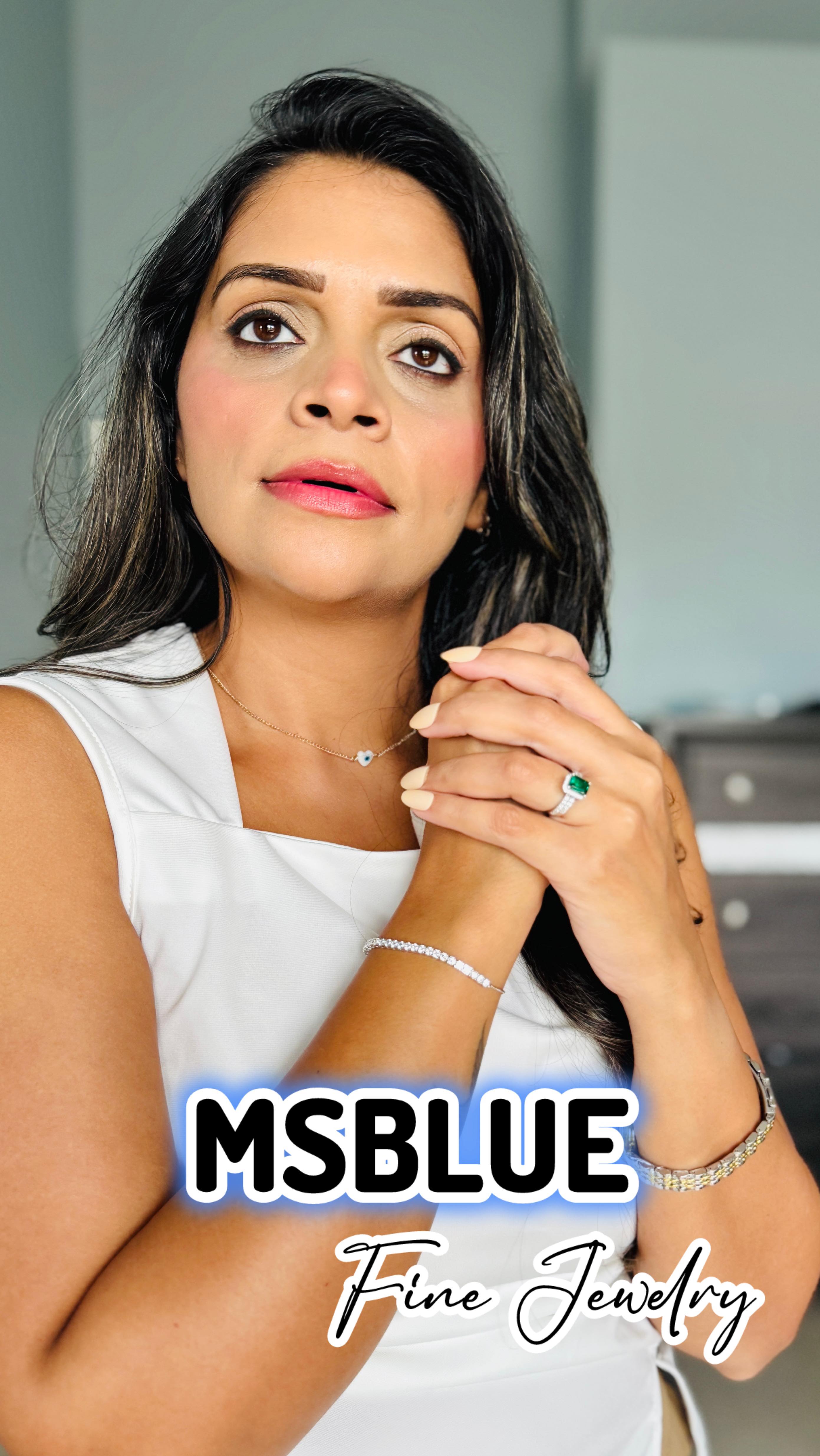 Instagram post by @glambyitti for MSBLUE. Caption reads: [...] elegance. ✨ Each handmade piece from....