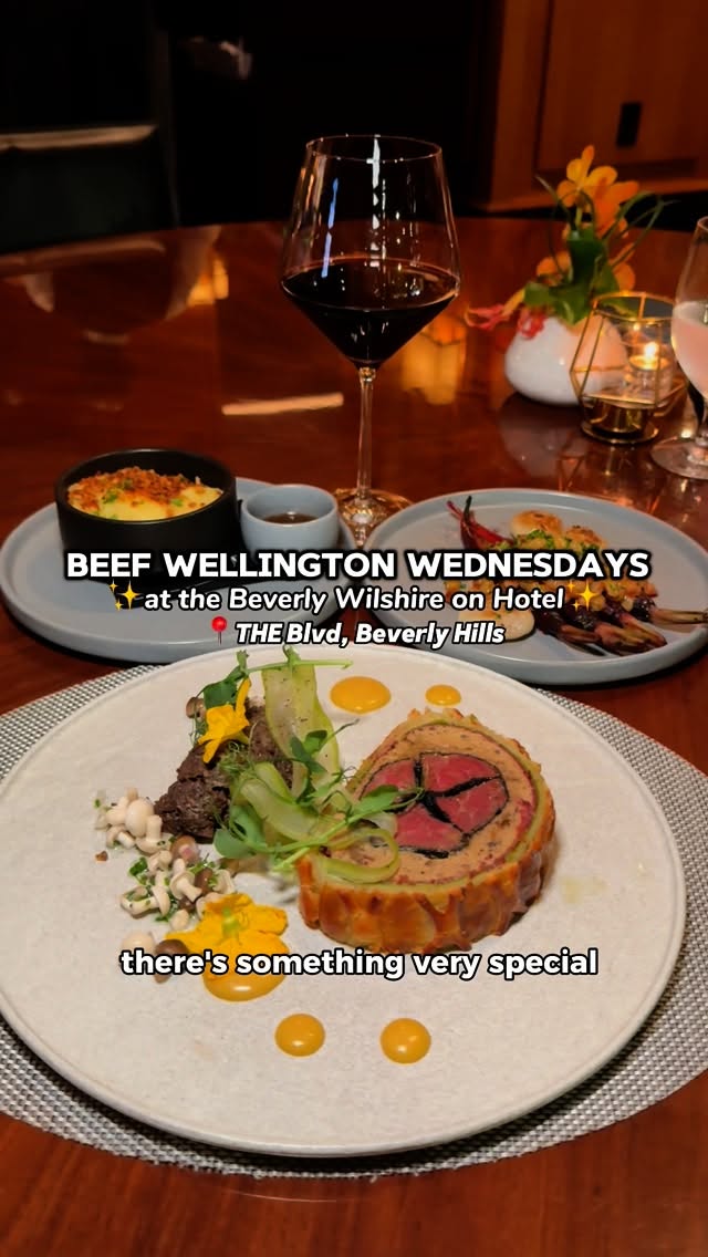Instagram post by @lisaeatsla for Four Seasons. Caption reads: Wednesdays are for Beef Wellington @theblvdbw For....