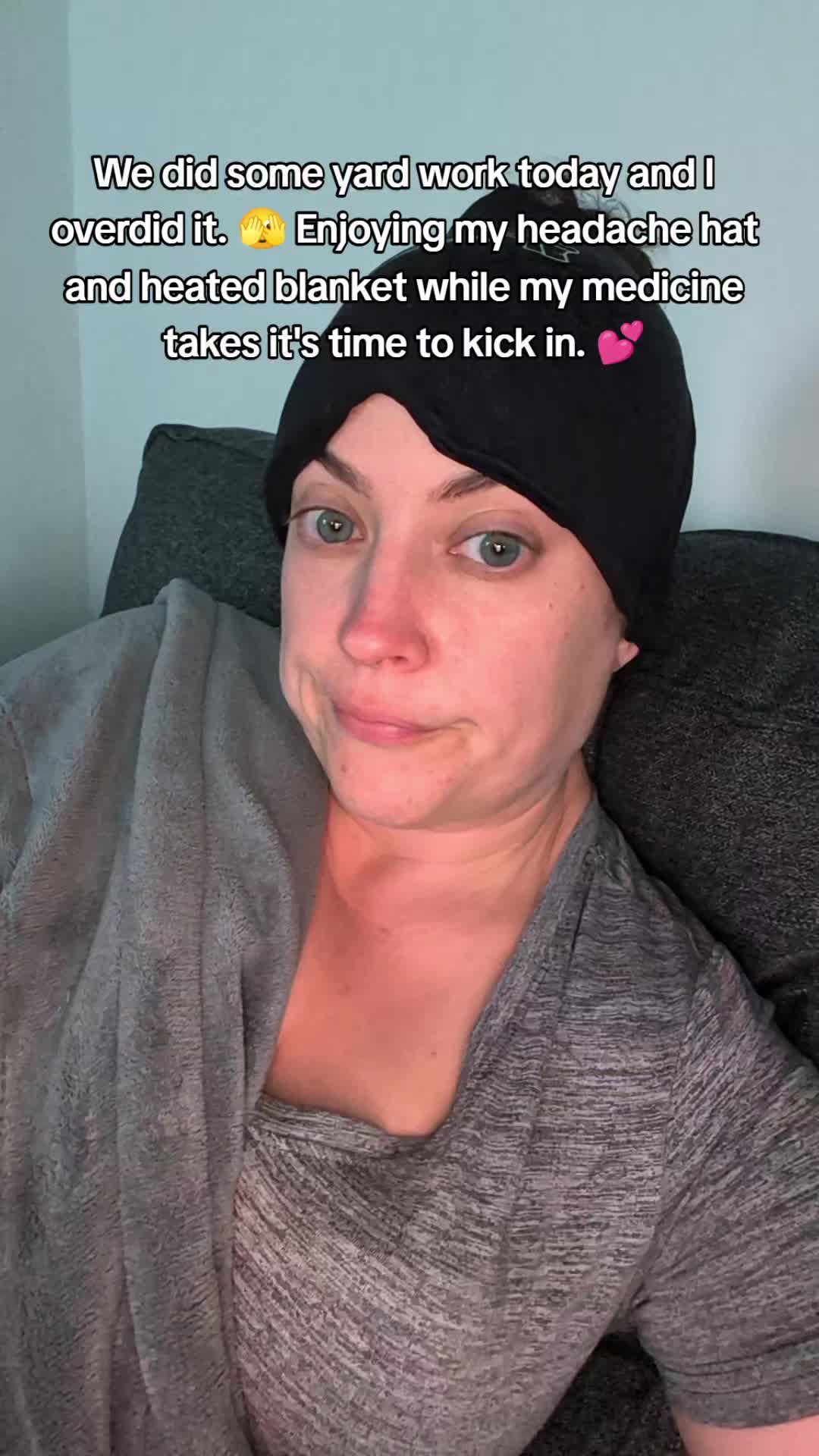 TikTok post by @chronically.kristina for TheraICE. Caption reads: @TheraICE Headache Hat is honestly my favorite of....