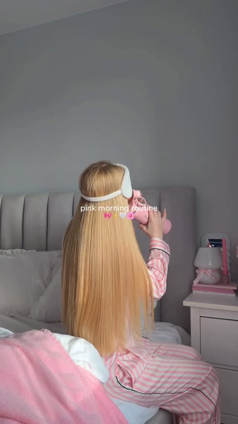 Instagram post by @thechrustal for Rhode Skin. Caption reads: pink morning routine 🌸🤍✨

I used:
@rhode glazing....