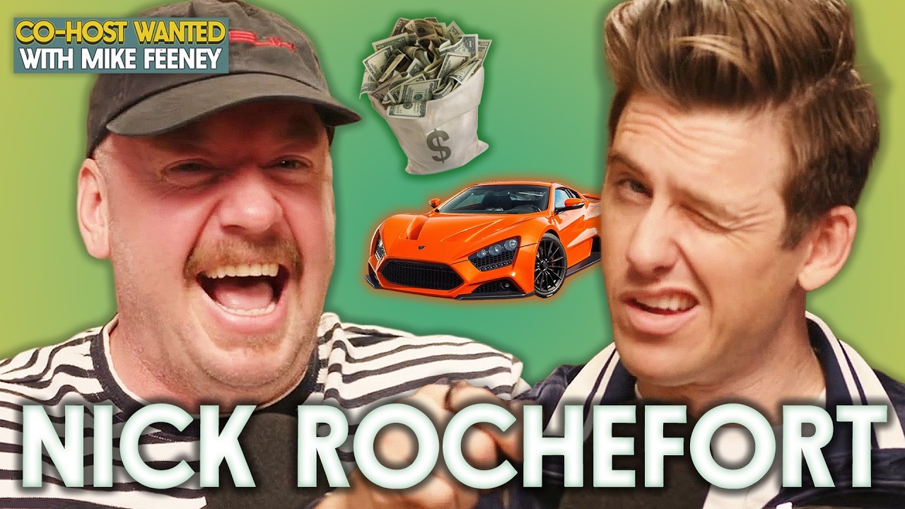 YouTube post by @MikeFeeneyComedy for BlueChew. Caption reads: NICK ROCHEFORT Will Sell You ANYTHING | Co-Host....