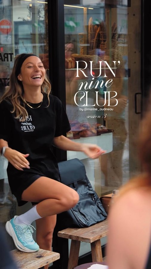Instagram post by @marine_audineau for CLUSE. Caption reads: [...] de 14km avec ma team, accompagnés par @cluse....