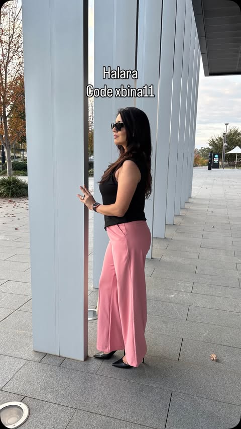 Instagram post by @xbina1 for Halara. Caption reads: Let’s talk about these Halara work pants. They are....