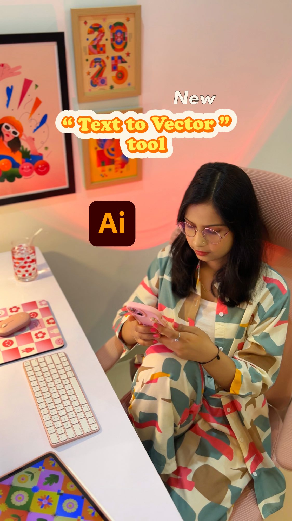 Instagram post by @ambartive for Adobe Design. Caption reads: Let’s make custom tote bag using the Text to....