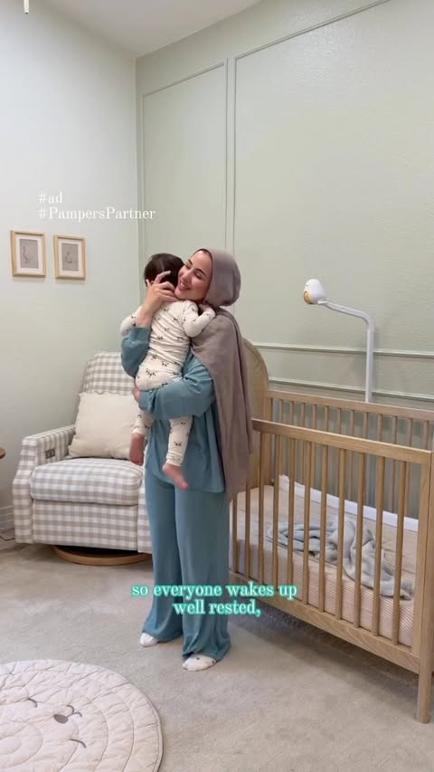 Instagram post by @minahamideh for Pampers. Caption reads: #ad #PampersPartner Set your day up with a good....