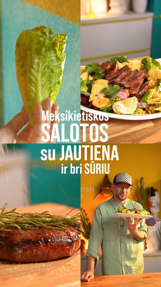 Instagram post by @alfasivanauskas for Tefal. Caption reads: MEKSIKIETIŠKOS SALOTOS SU JAUTIENA IR BRI SŪRIU....