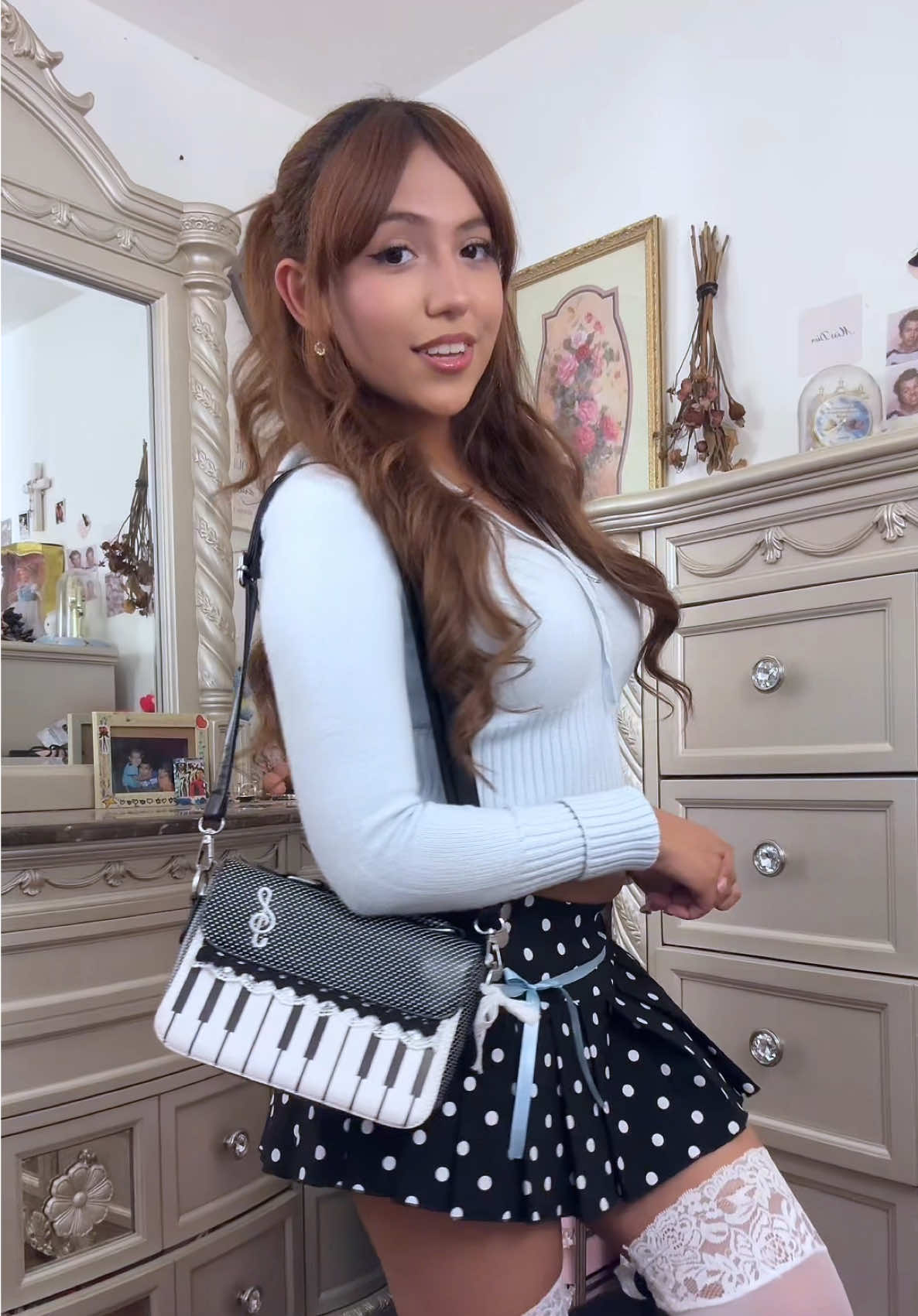 TikTok post by @garzalesley for IAMGIA. Caption reads: blue version of the pink outfit i posted with this....