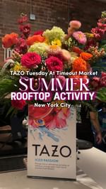 Instagram post by @theexcursiondoctor for Tazo. Caption reads: Best Rooftop Summer Activity To Do In New York....