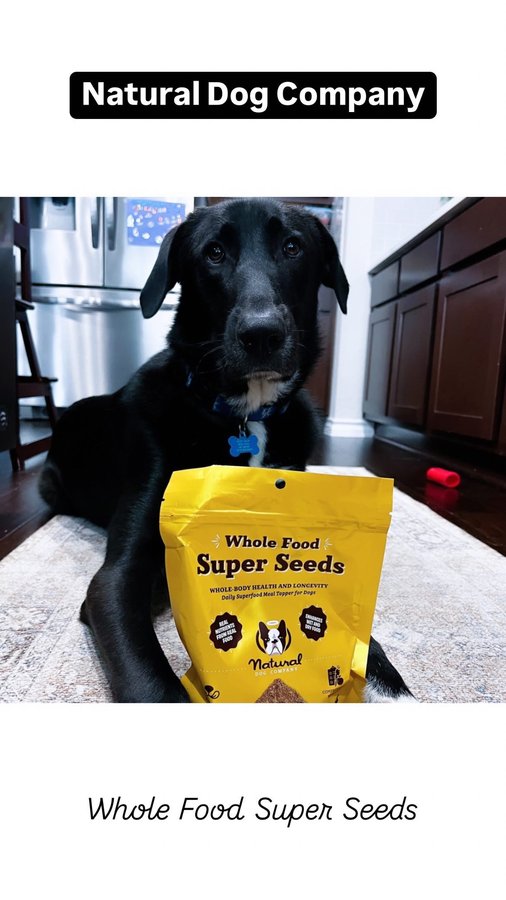 Instagram post by @be_there_in_a_prosecco for Natural Dog Company. Caption reads: Our pets are a part of the family, feed them like....