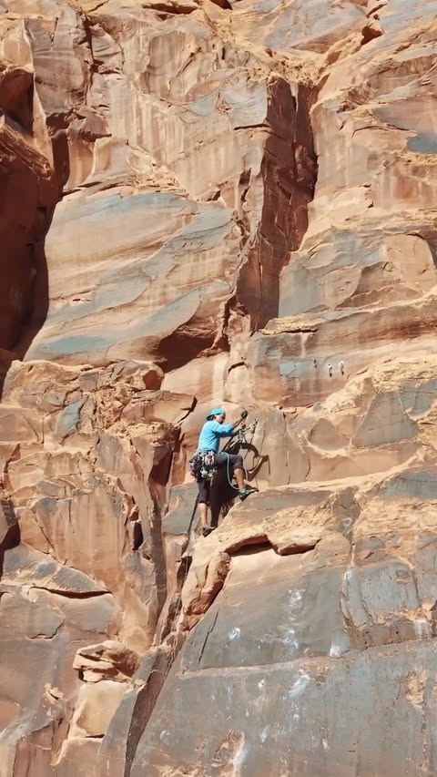 Instagram post by @richcmanley for ARMRA Colostrum. Caption reads: Climbing in Moab is a test of will against desert....