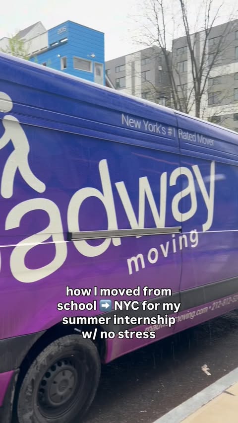 Instagram post by @internshipgirl for Roadway Moving. Caption reads: [...] and 5% off long-distance moves with....