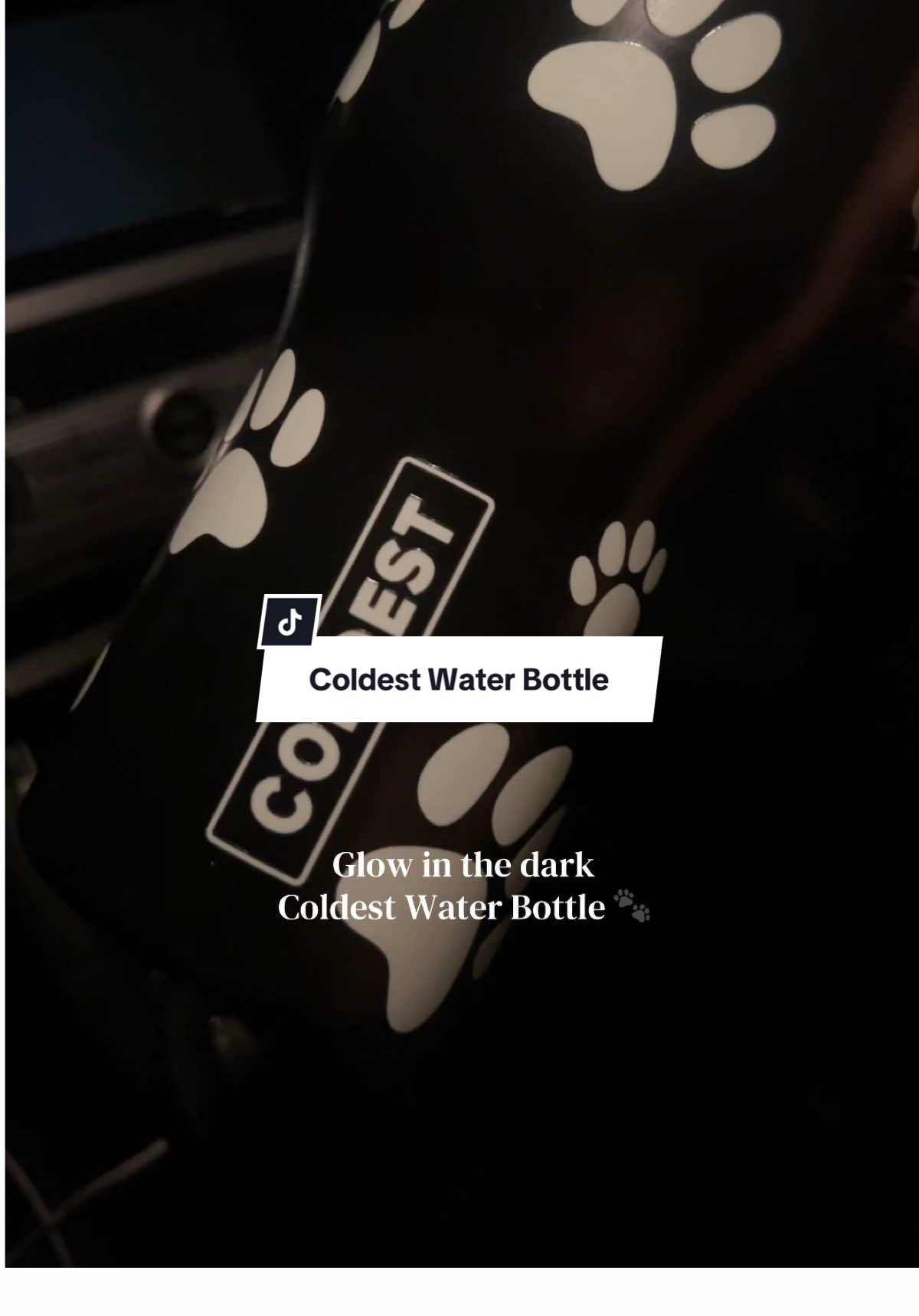 TikTok post by @carmen.active for Coldest. Caption reads: [...] favorite glow in the dark water bottle.....