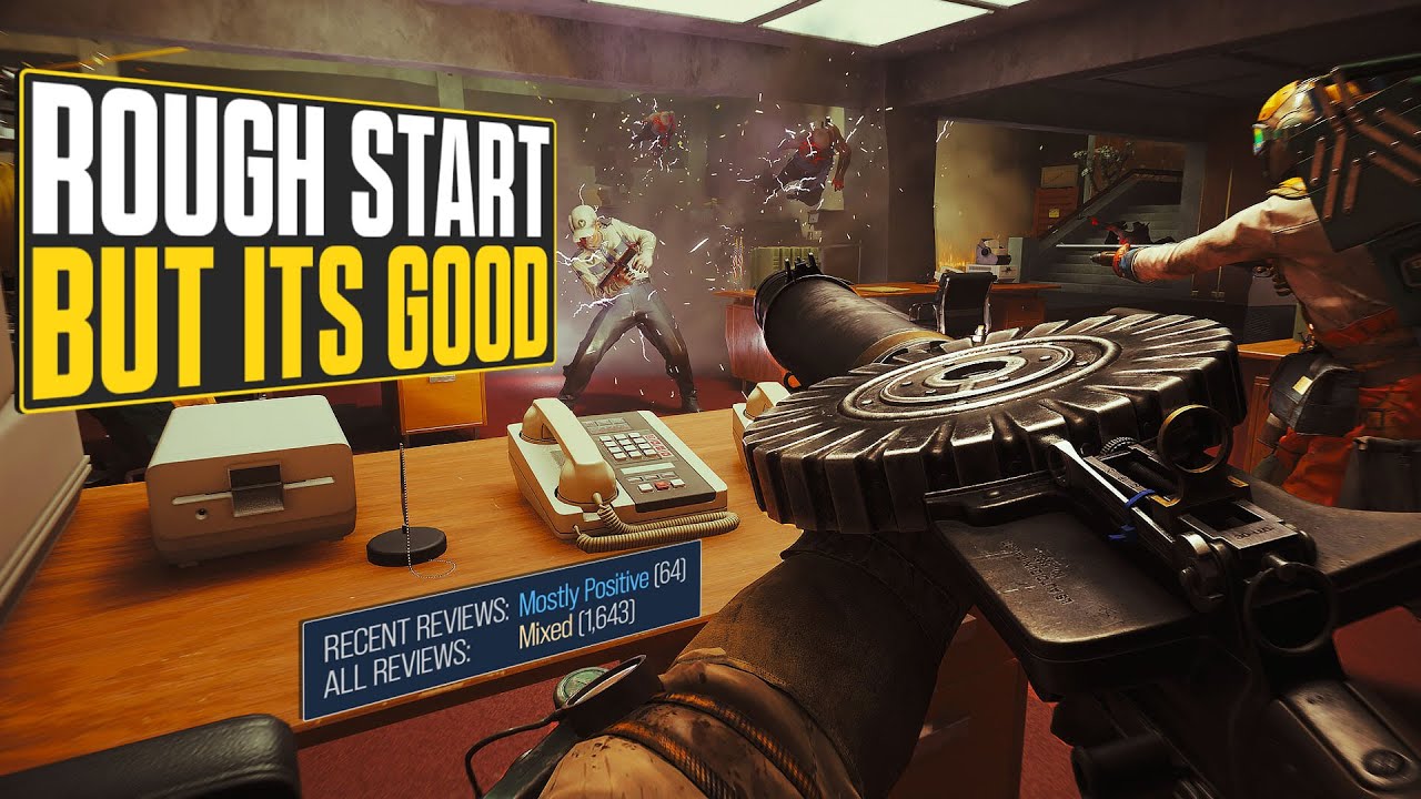 YouTube post by @BigfryTV for Humble Bundle. Caption reads: This game had a rough start, but the devs are....